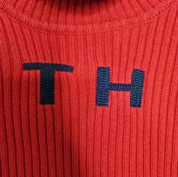 Tommy Hilfiger Tommy Jeans Womens Classic Knit Logo Turtleneck Sweater Sz Large - Picture 4 of 6